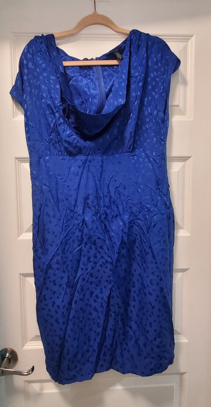 Banana Republic Silk Mini Dress Short Sleeve Polka Dots Blue Size 14.a30